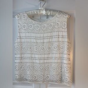 Alice + Olivia Cream Lace Sleeveless Blouse
